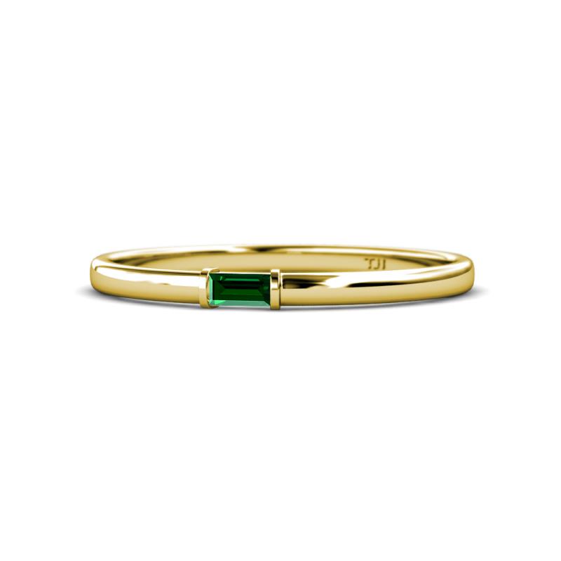 Riley Bold 4x2 mm Baguette Lab Created Emerald Minimalist Solitaire Promise Ring 