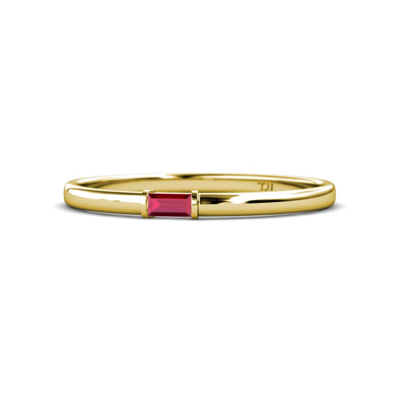 Riley Bold 4x2 mm Baguette Ruby Minimalist Solitaire Promise Ring 