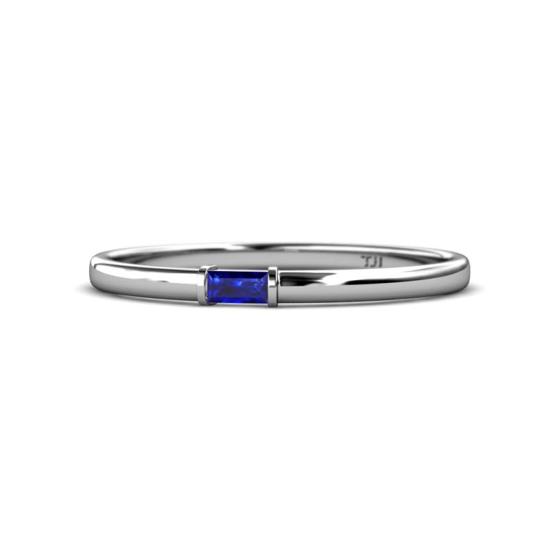 Riley Bold 4x2 mm Baguette Blue Sapphire Minimalist Solitaire Promise Ring 