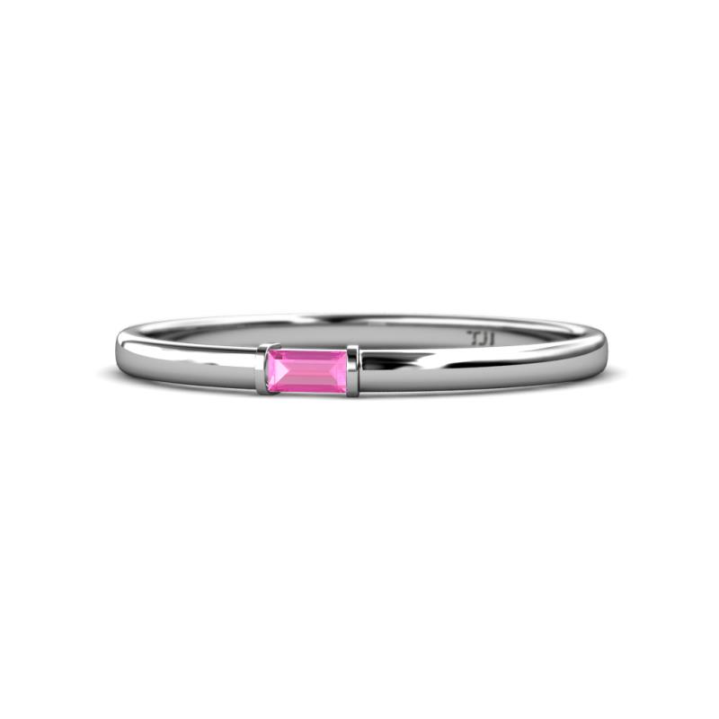 Riley Bold 4x2 mm Baguette Pink Sapphire Minimalist Solitaire Promise Ring 