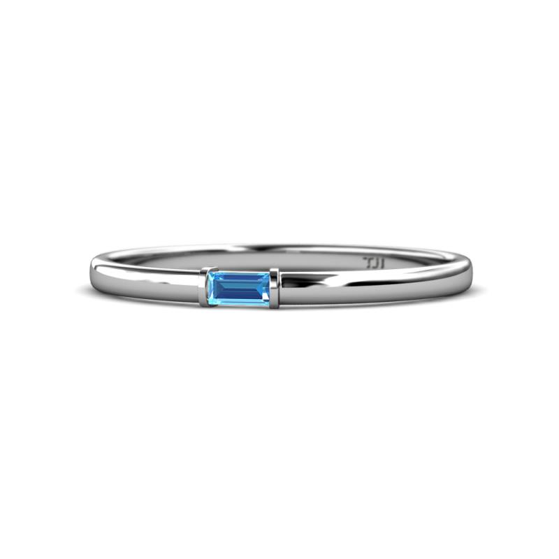 Riley Bold 4x2 mm Baguette Blue Topaz Minimalist Solitaire Promise Ring 