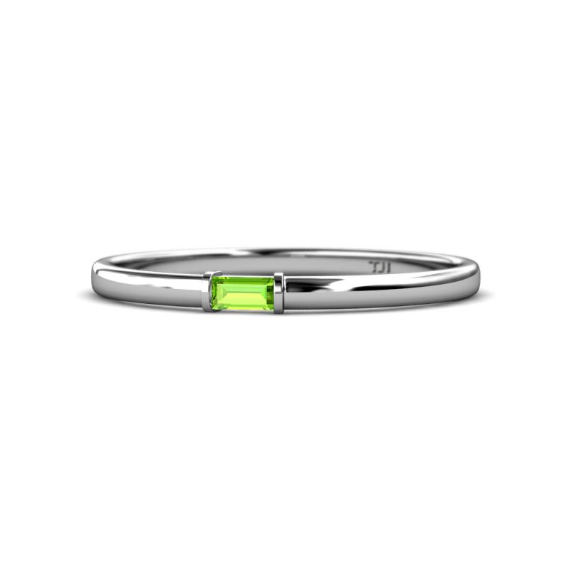 Riley Bold 4x2 mm Baguette Peridot Minimalist Solitaire Promise Ring 