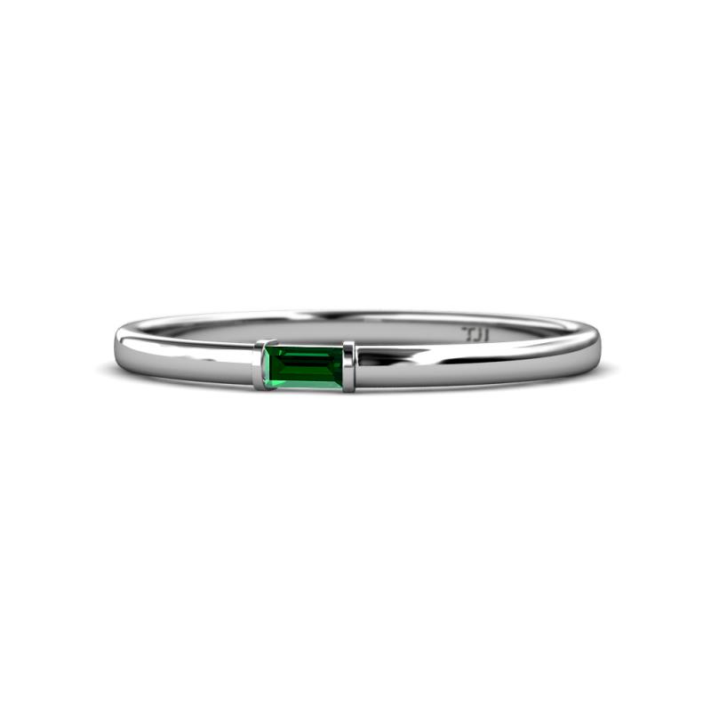 Riley Bold 4x2 mm Baguette Lab Created Emerald Minimalist Solitaire Promise Ring 