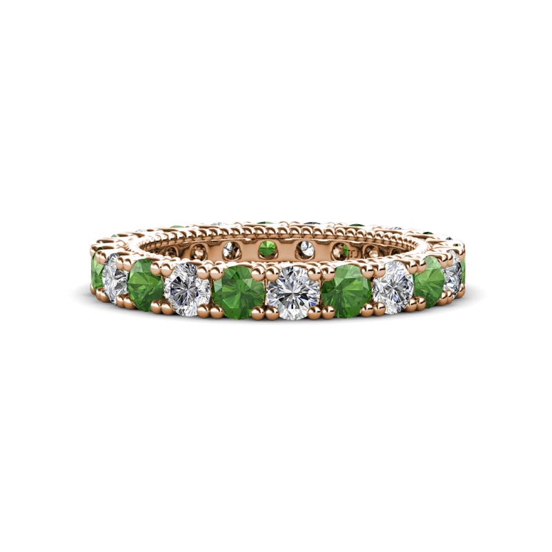 Ellen 3.00 mm Green Garnet and Diamond Eternity Band 