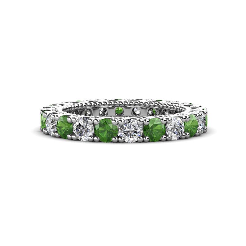 Ellen 3.00 mm Green Garnet and Diamond Eternity Band 