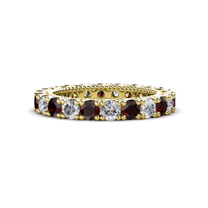 Ellen 3.00 mm Red Garnet and Diamond Eternity Band 