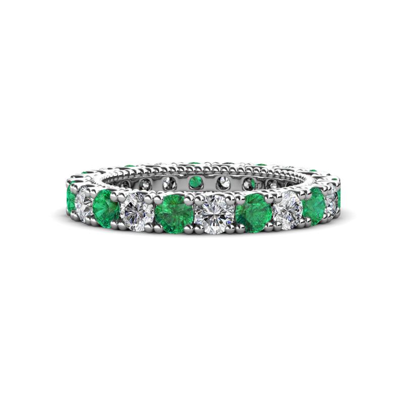 Ellen 3.00 mm Emerald and Diamond Eternity Band 