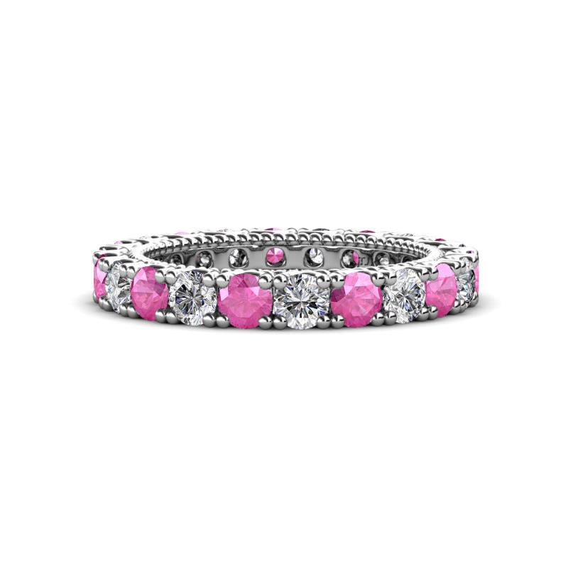 Ellen 3.00 mm Pink Sapphire and Diamond Eternity Band 