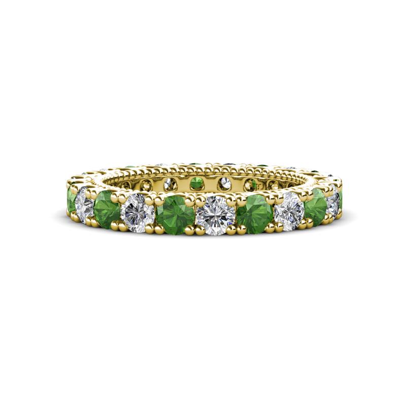 Ellen 3.00 mm Green Garnet and Diamond Eternity Band 