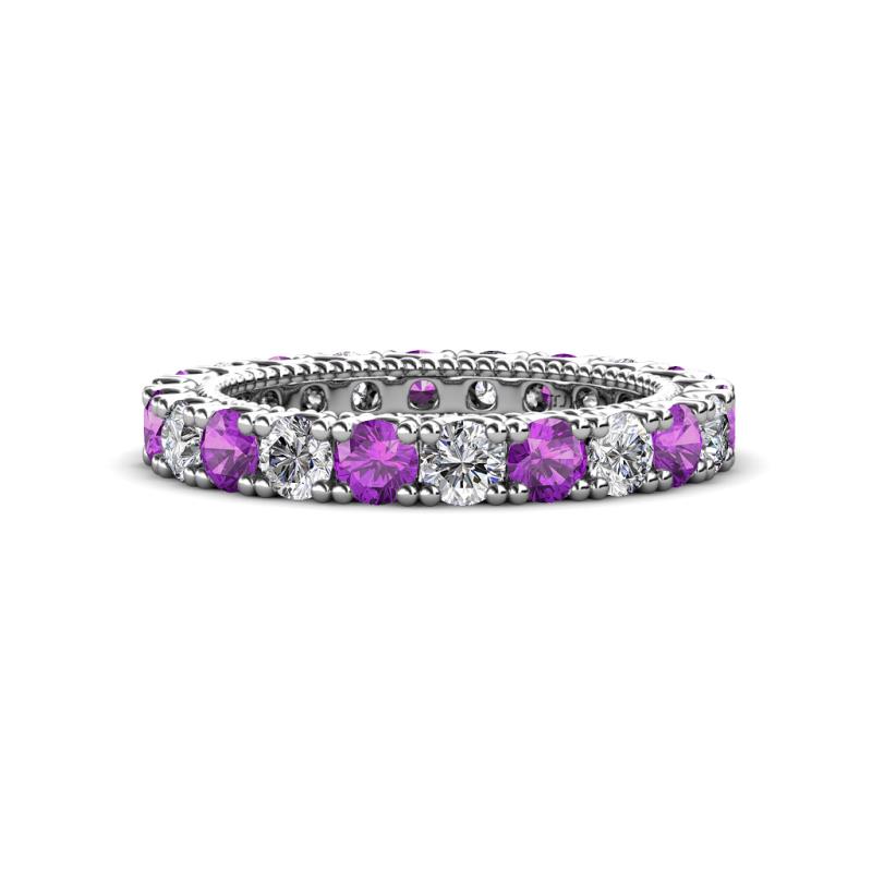 Ellen 3.00 mm Amethyst and Diamond Eternity Band 