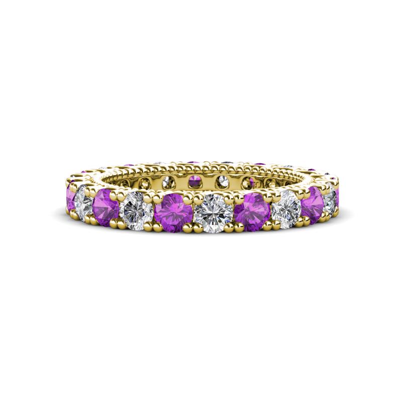 Ellen 3.00 mm Amethyst and Diamond Eternity Band 