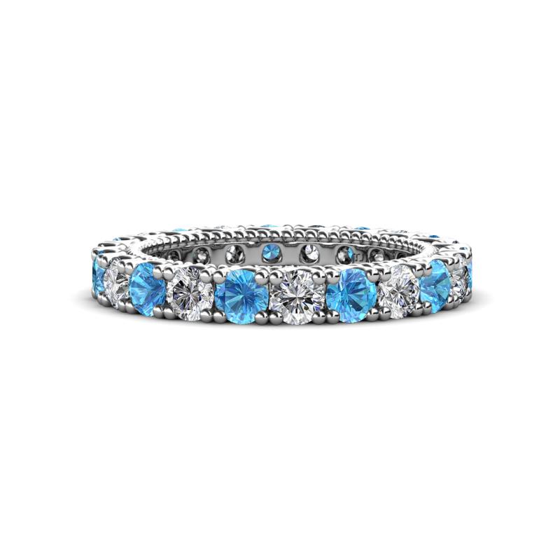 Ellen 3.00 mm Blue Topaz and Diamond Eternity Band 