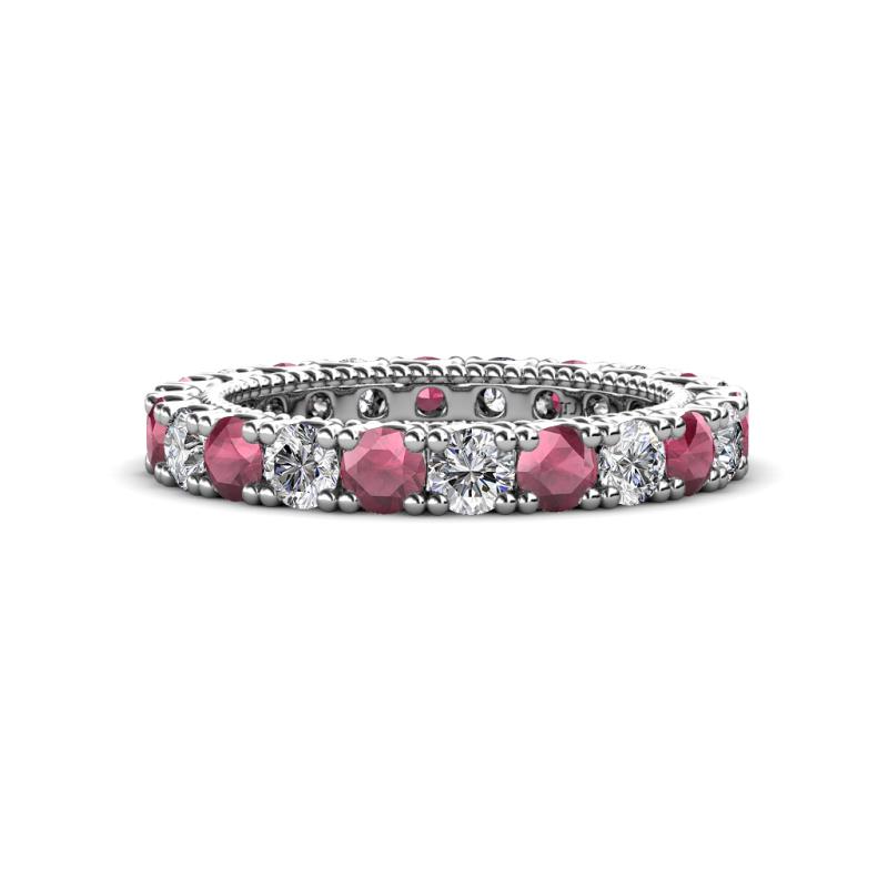 Ellen 3.00 mm Rhodolite Garnet and Diamond Eternity Band 