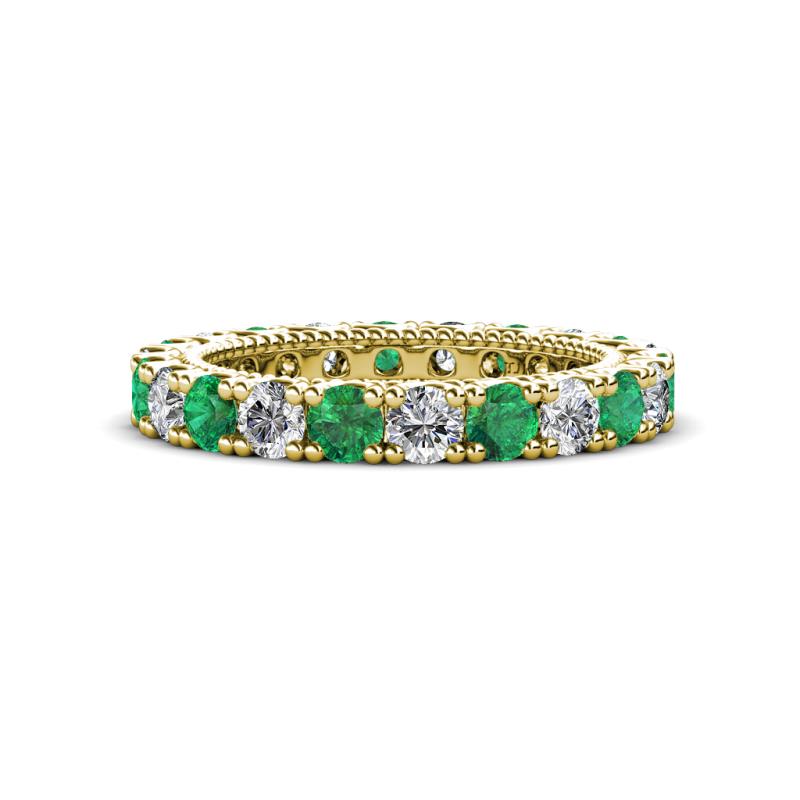 Ellen 3.00 mm Emerald and Diamond Eternity Band 