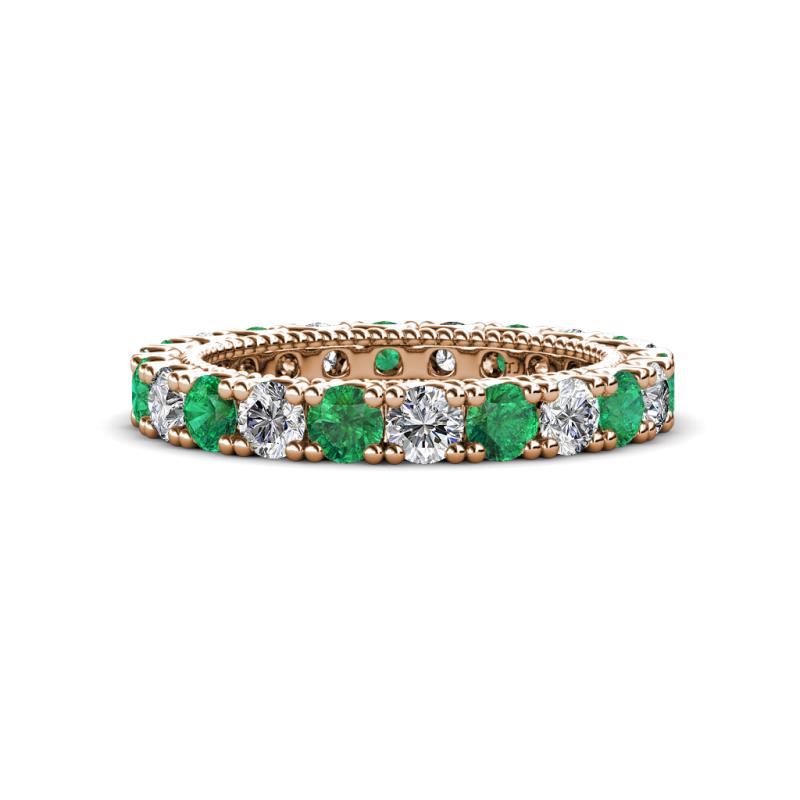 Ellen 3.00 mm Emerald and Diamond Eternity Band 