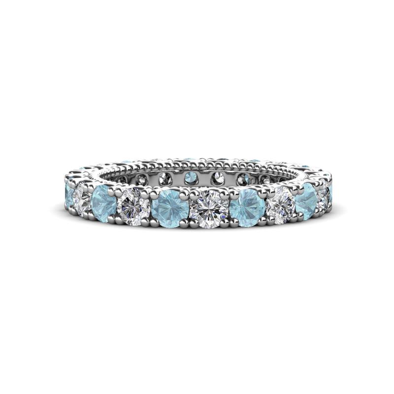 Ellen 3.00 mm Aquamarine and Diamond Eternity Band 