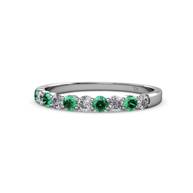 Clara 2.70 mm Emerald and Lab Grown Diamond 10 Stone Wedding Band 