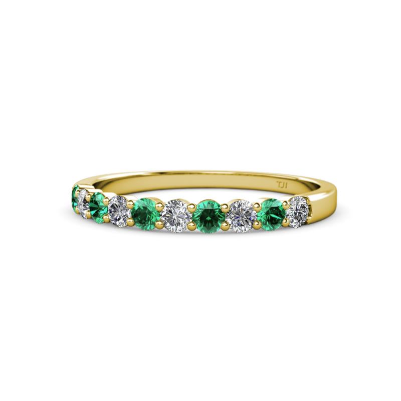 Clara 2.70 mm Emerald and Lab Grown Diamond 10 Stone Wedding Band 
