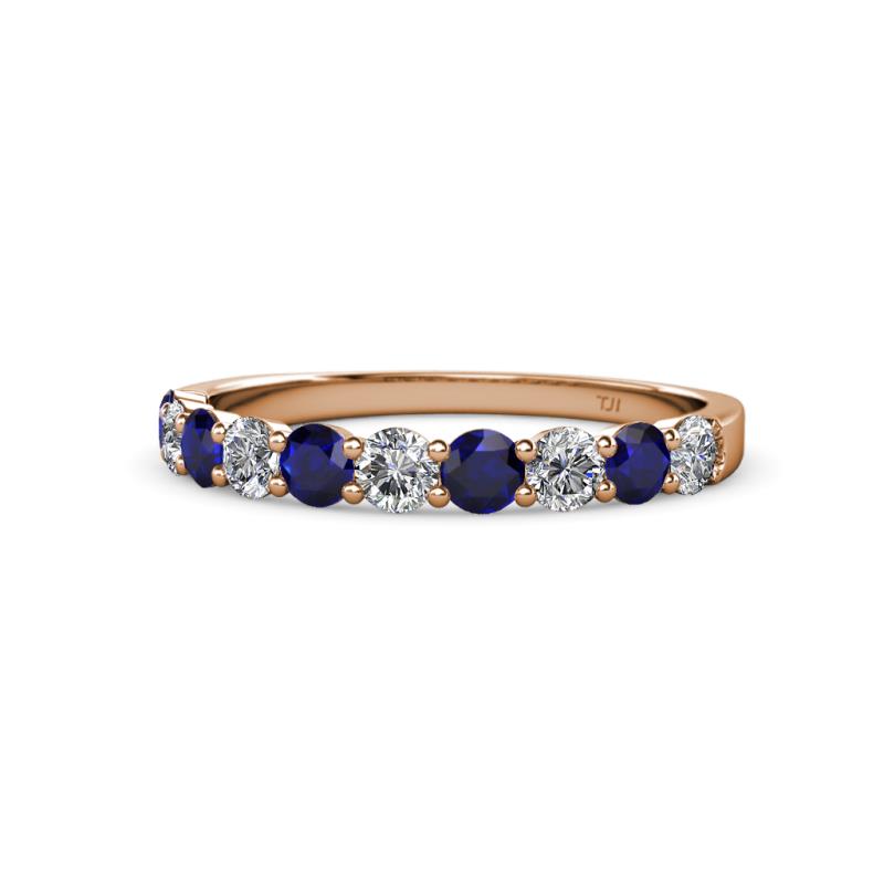 Clara 3.00 mm Blue Sapphire and Lab Grown Diamond 10 Stone Wedding Band 
