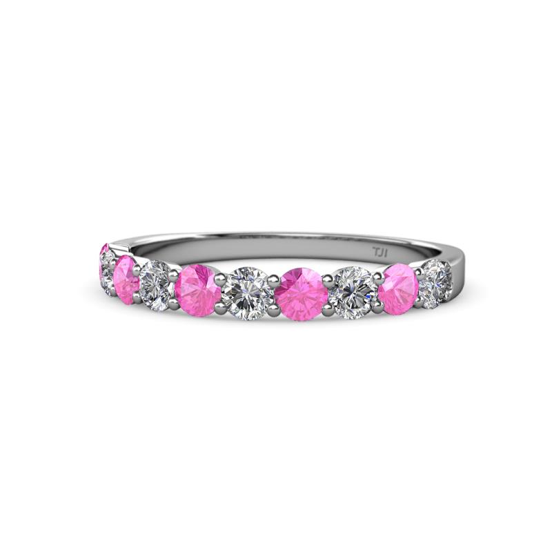 Clara 3.00 mm Pink Sapphire and Lab Grown Diamond 10 Stone Wedding Band 