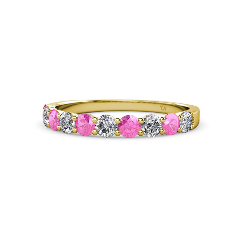 Clara 3.00 mm Pink Sapphire and Lab Grown Diamond 10 Stone Wedding Band 