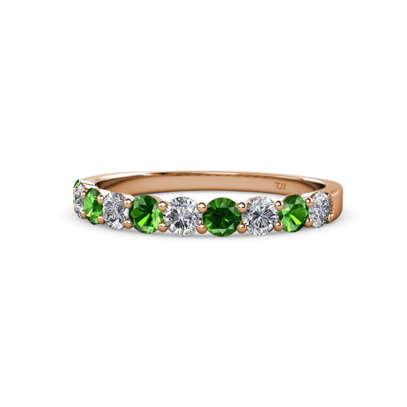 Clara 3.00 mm Green Garnet and Lab Grown Diamond 10 Stone Wedding Band 