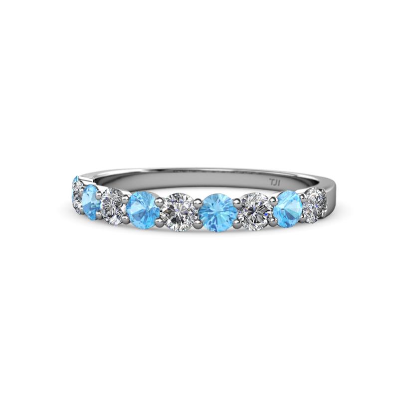 Clara 3.00 mm Blue Topaz and Lab Grown Diamond 10 Stone Wedding Band 