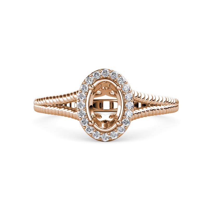 White Gold Semi Mount Setting Halo Rope Style Engagement Ring Emerald Diamond 