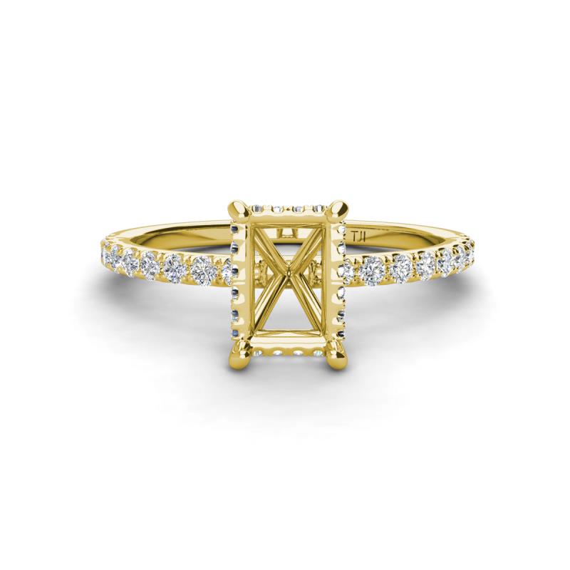 Charlotte Desire Emerald Cut Semi Mount Womens Hidden Halo Engagement Ring  