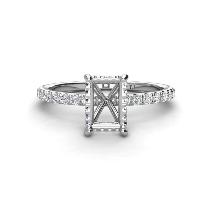 Charlotte Desire Emerald Cut Semi Mount Womens Hidden Halo Engagement Ring  