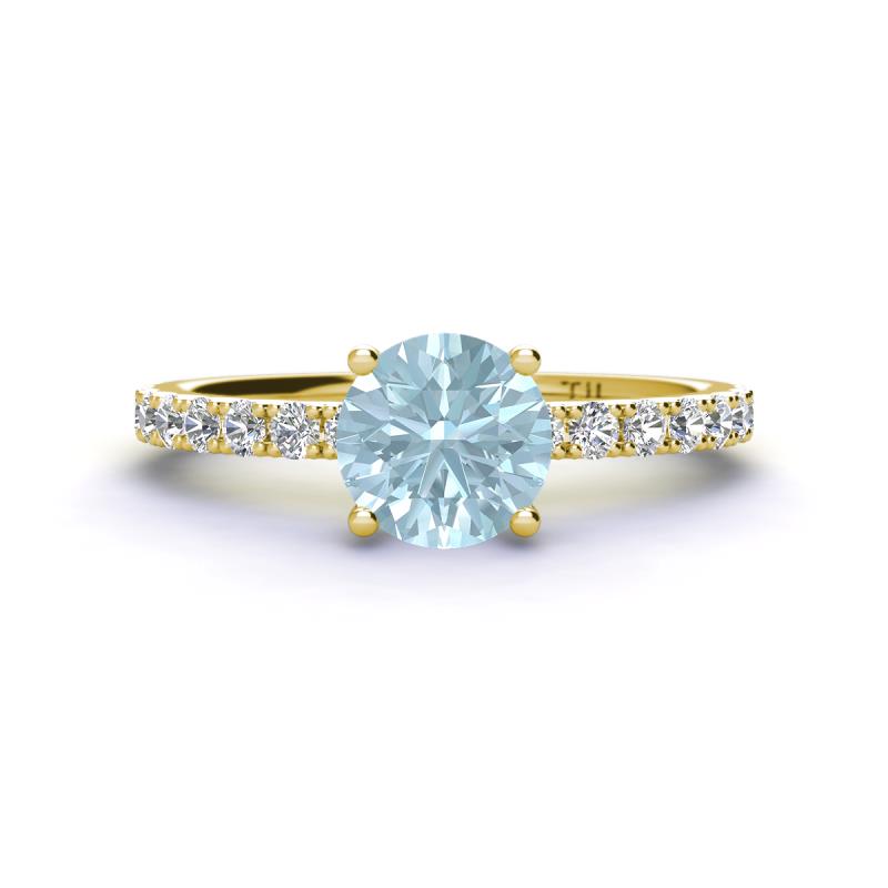 Lillian Desire 6.50 mm Round Aquamarine and Diamond Engagement Ring 
