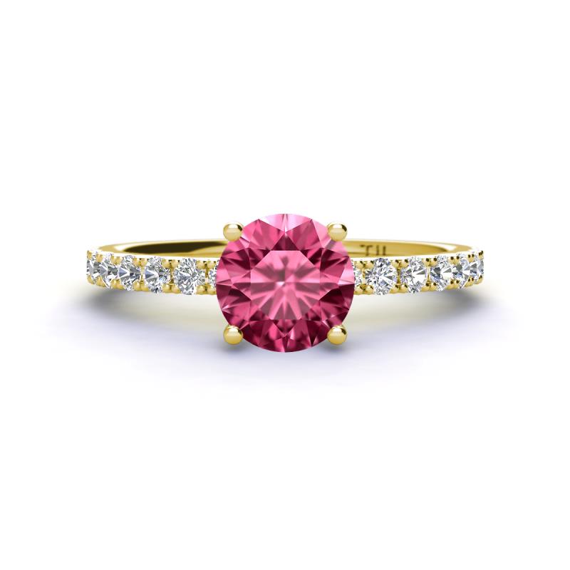 Lillian Desire 6.50 mm Round Pink Tourmaline and Diamond Engagement Ring 