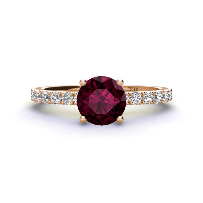 Lillian Desire 6.50 mm Round Rhodolite Garnet and Diamond Engagement Ring 
