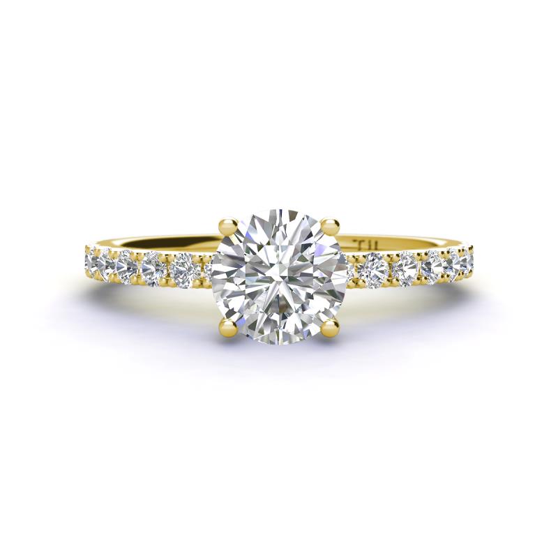 Lillian Desire 6.50 mm Round Forever One Moissanite and Diamond Engagement Ring 