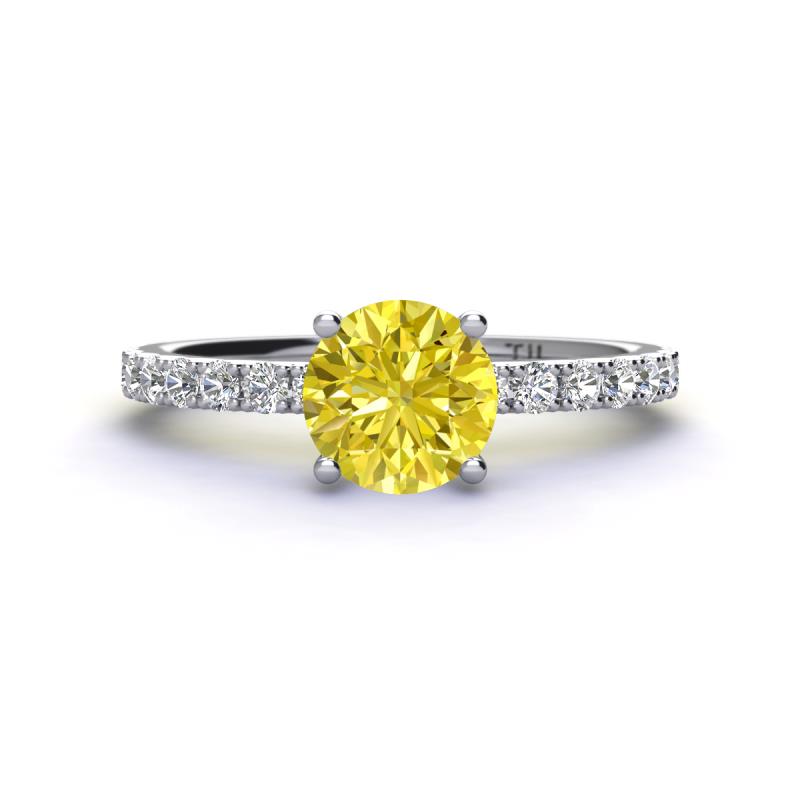 Lillian Desire 6.50 mm Round Yellow and White Diamond Engagement Ring 