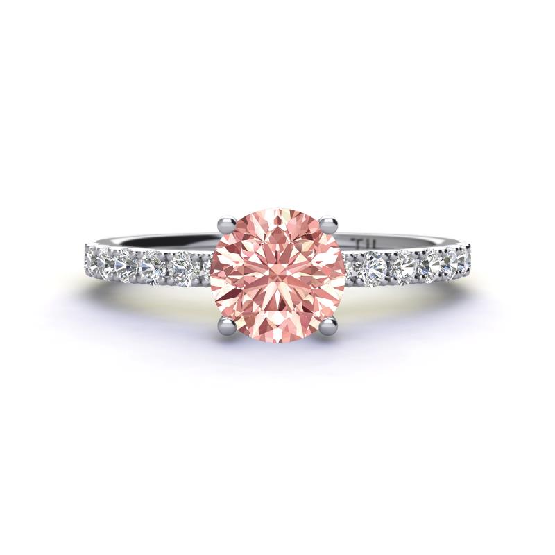 Lillian Desire 6.50 mm Round Morganite and Diamond Engagement Ring 