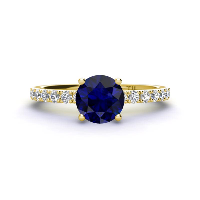 Lillian Desire 6.00 mm Round Blue Sapphire and Diamond Engagement Ring 