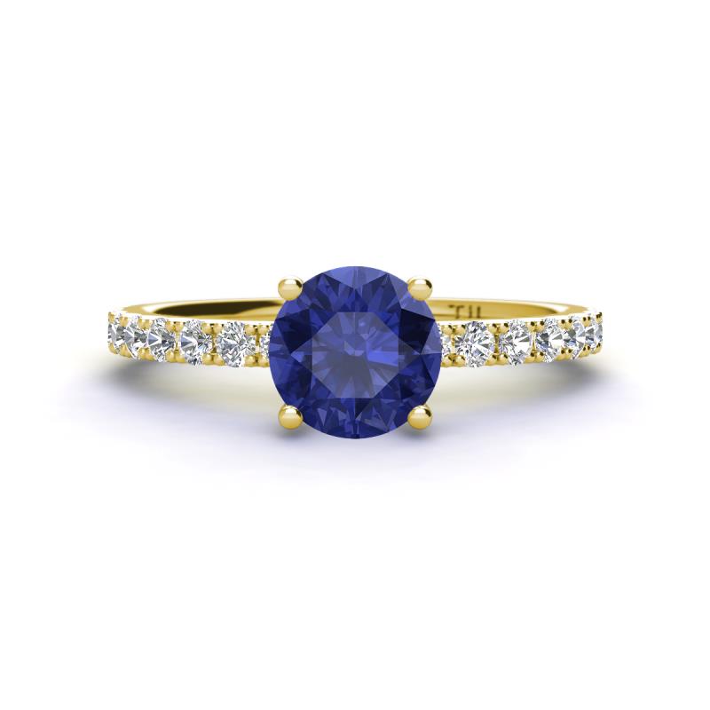 Lillian Desire 6.50 mm Round Iolite and Diamond Engagement Ring 