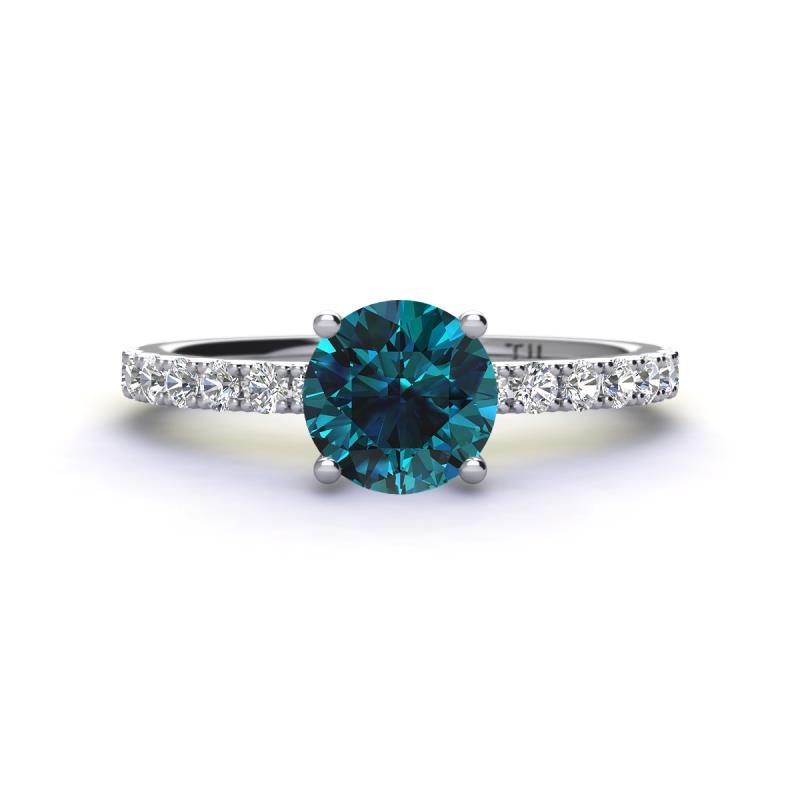 Lillian Desire 6.50 mm Round Blue and White Diamond Engagement Ring 
