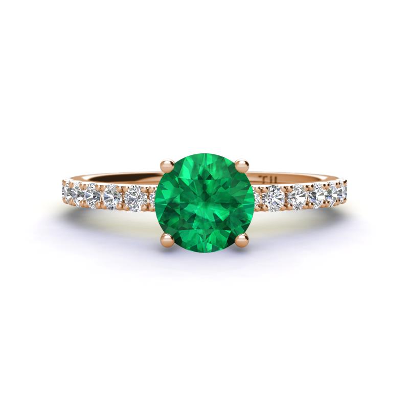 Lillian Desire 6.00 mm Round Emerald and Diamond Engagement Ring 