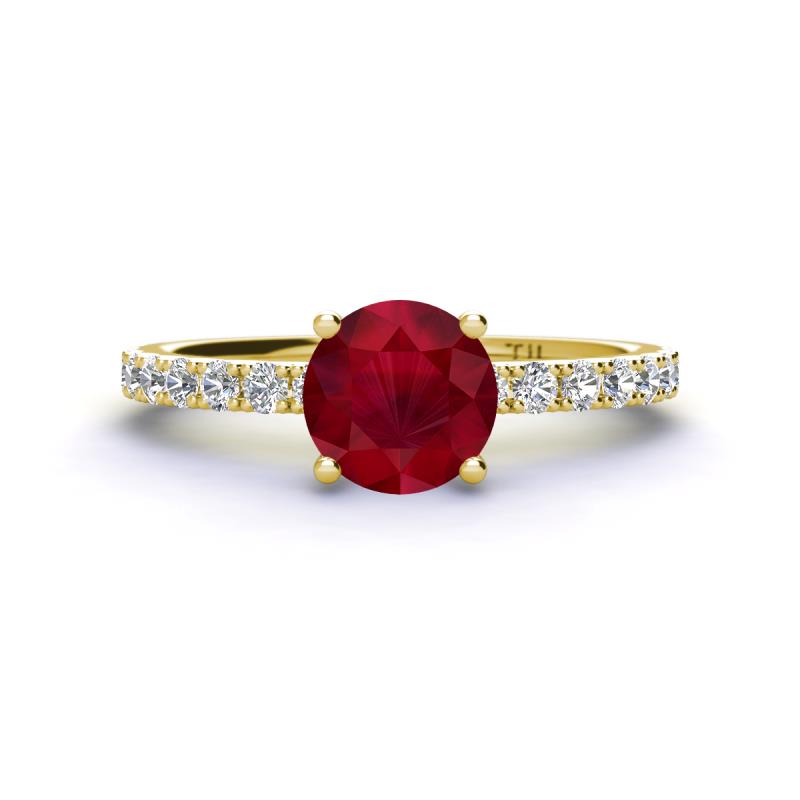 Lillian Desire 6.00 mm Round Ruby and Diamond Engagement Ring 