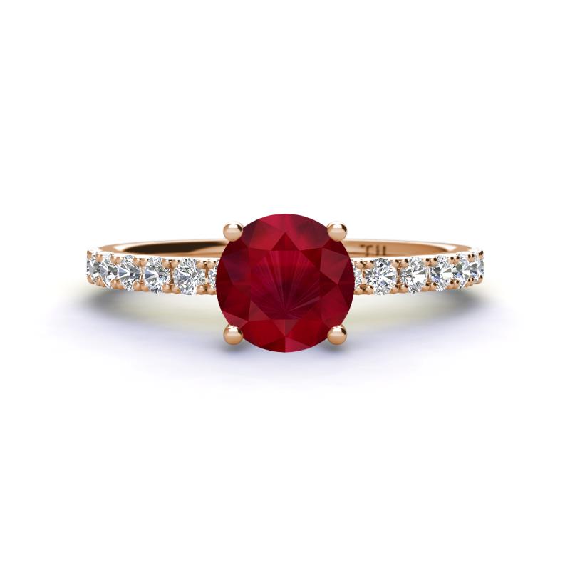 Lillian Desire 6.00 mm Round Ruby and Diamond Engagement Ring 