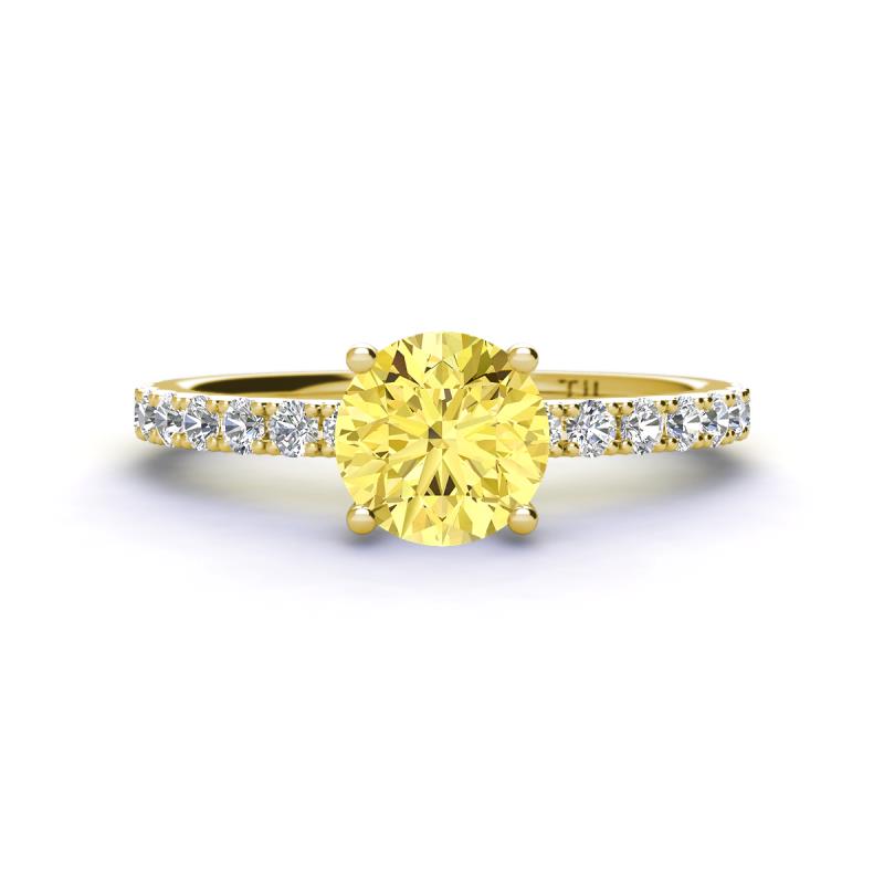 Lillian Desire 6.00 mm Round Lab Created Yellow Sapphire and Diamond Engagement Ring 