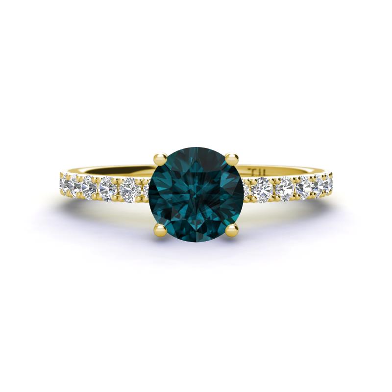 Lillian Desire 6.50 mm Round London Blue Topaz and Diamond Engagement Ring 