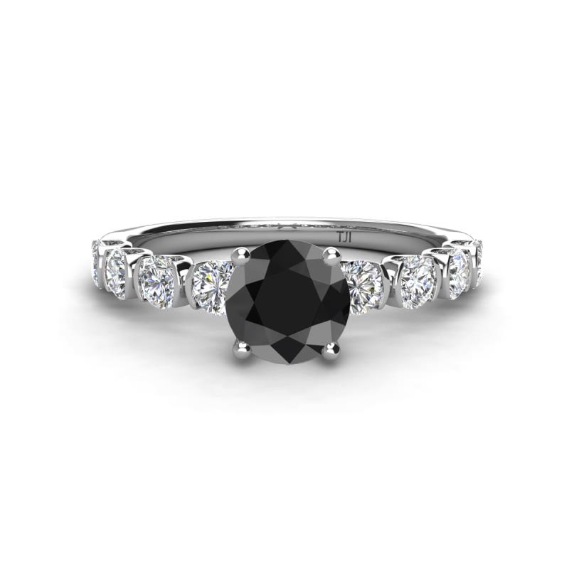 Julian Desire 6.00 mm Round Black and White Diamond Engagement Ring 