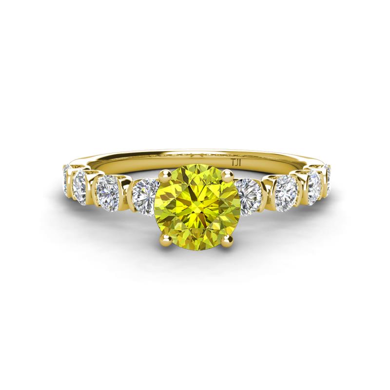 Julian Desire 6.50 mm Round Yellow and White Diamond Engagement Ring 