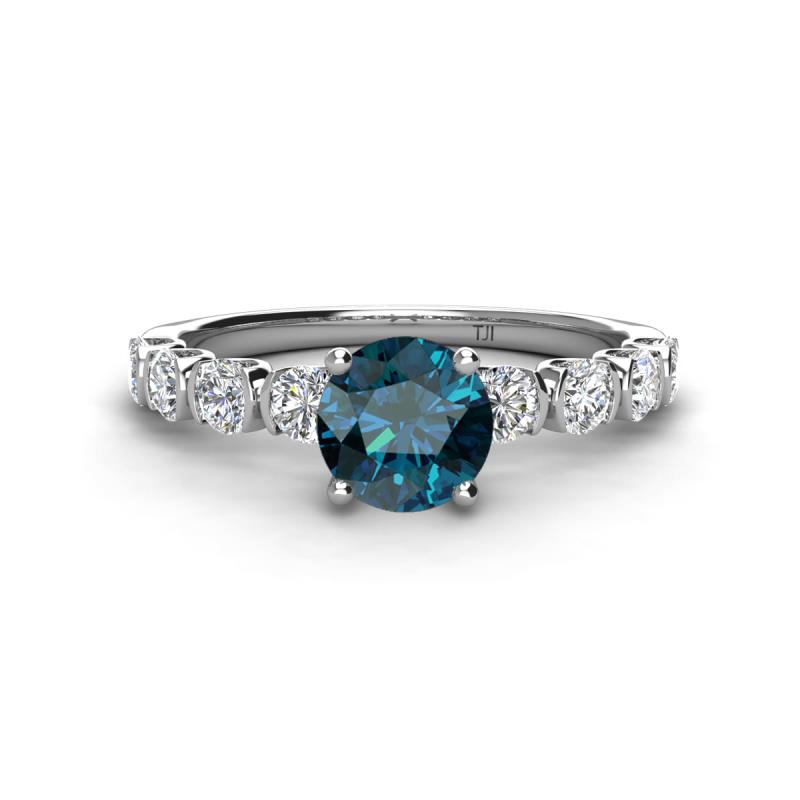 Julian Desire 6.50 mm Round Blue and White Diamond Engagement Ring 