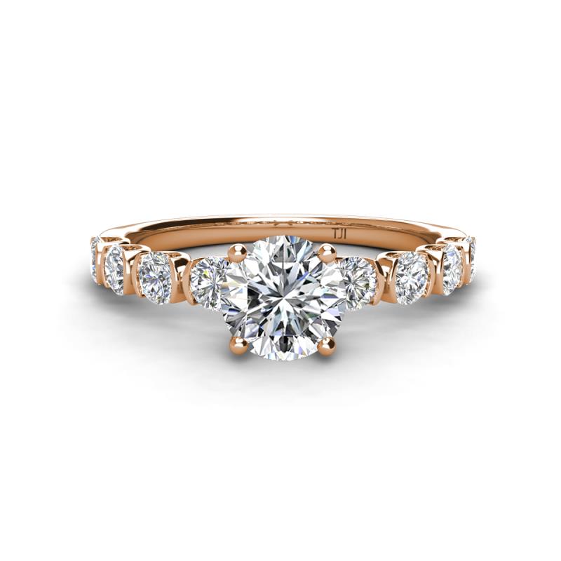 Julian Desire 6.50 mm Round Forever One Moissanite and Bezel Set Diamond Engagement Ring 