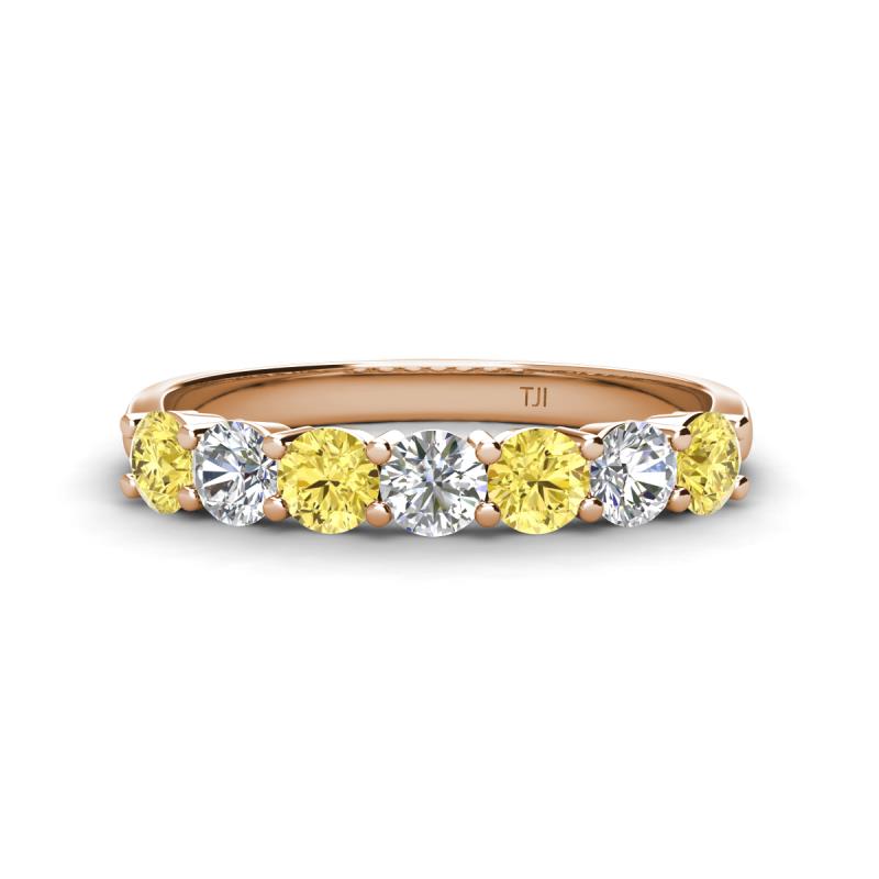 Kathleen 3.40 mm Round Yellow Sapphire and Diamond 7 Stone Wedding Band 