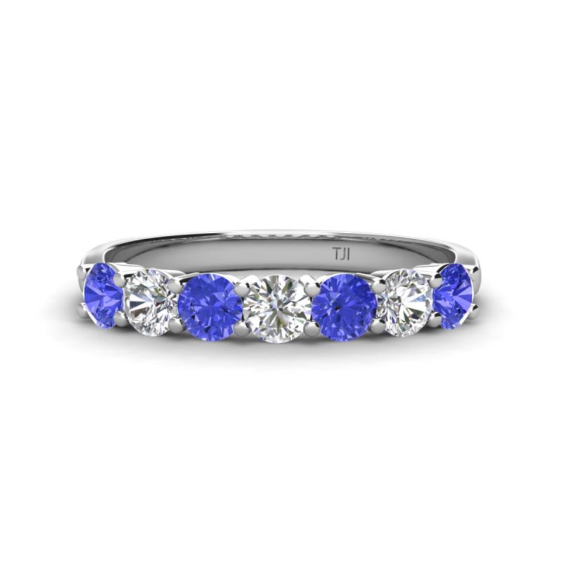 Kathleen 3.40 mm Round Tanzanite and Lab Grown Diamond Wedding Band 